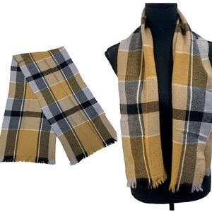 CAMEL brown gray black plaid check unisex fall winter wool scarf🔥